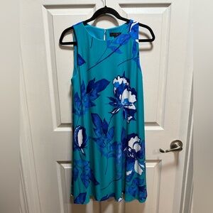 Ralph Lauren Teal and Blue Floral Dress Size 12